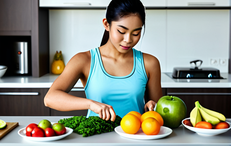 **

"A Thai athlete, fully clothed in sportswear, preparing a healthy meal with colorful fruits and vegetables. Kitchen background. Focus on nutrition and well-being. Safe for work, appropriate content, family-friendly, perfect anatomy, natural proportions, professional photography, high quality."

**