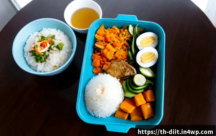 Home 17 운동선수의 전반적인 건강을 위한 식단 - Photorealistic overhead view of a balanced Thai athlete meal on a clean wooden table: grilled fish, ...